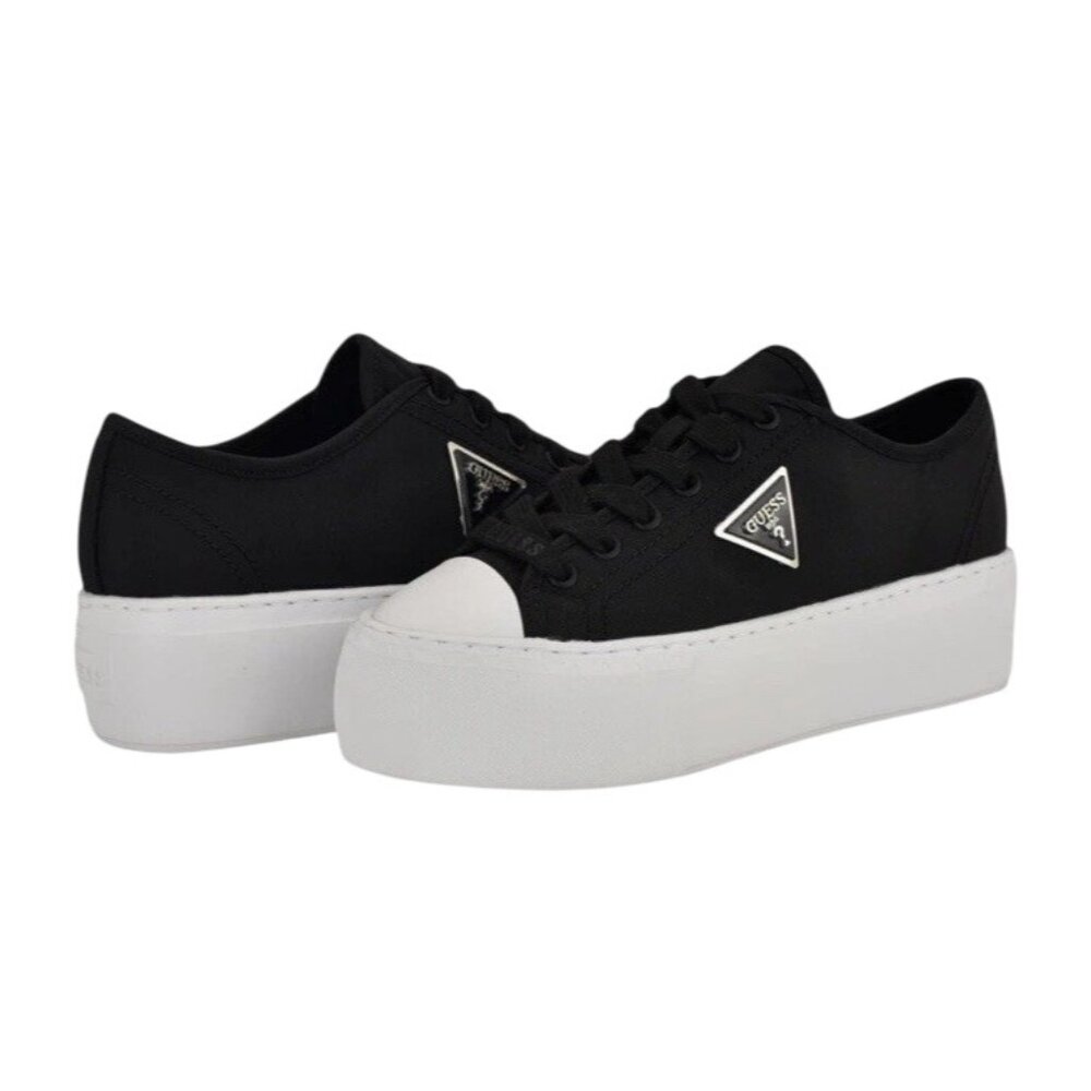 Guess  Joezi Platform Black Women’s 8.5M Fashion Sneakers Triangle Logo Plaque